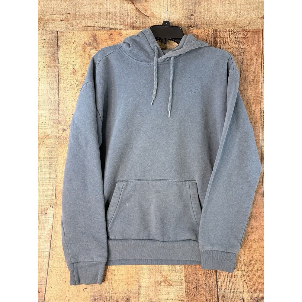 Hollister Blue Hoodie Pullover Mens L Sewn Logo Preppy Coastal Y2K Surf Soft